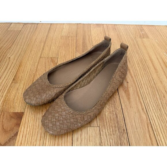 Brown Genuine Leather Woven Ballet Flats Shoes Boho Women’s Sz 8 Neutral Fairy - Picture 2 of 8